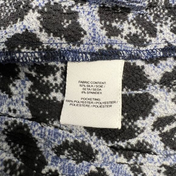 Derek Lam 10 Crosby Silk Crepe Halter Dress Blue Black Leopard Print Sz 6 - Picture 15 of 16